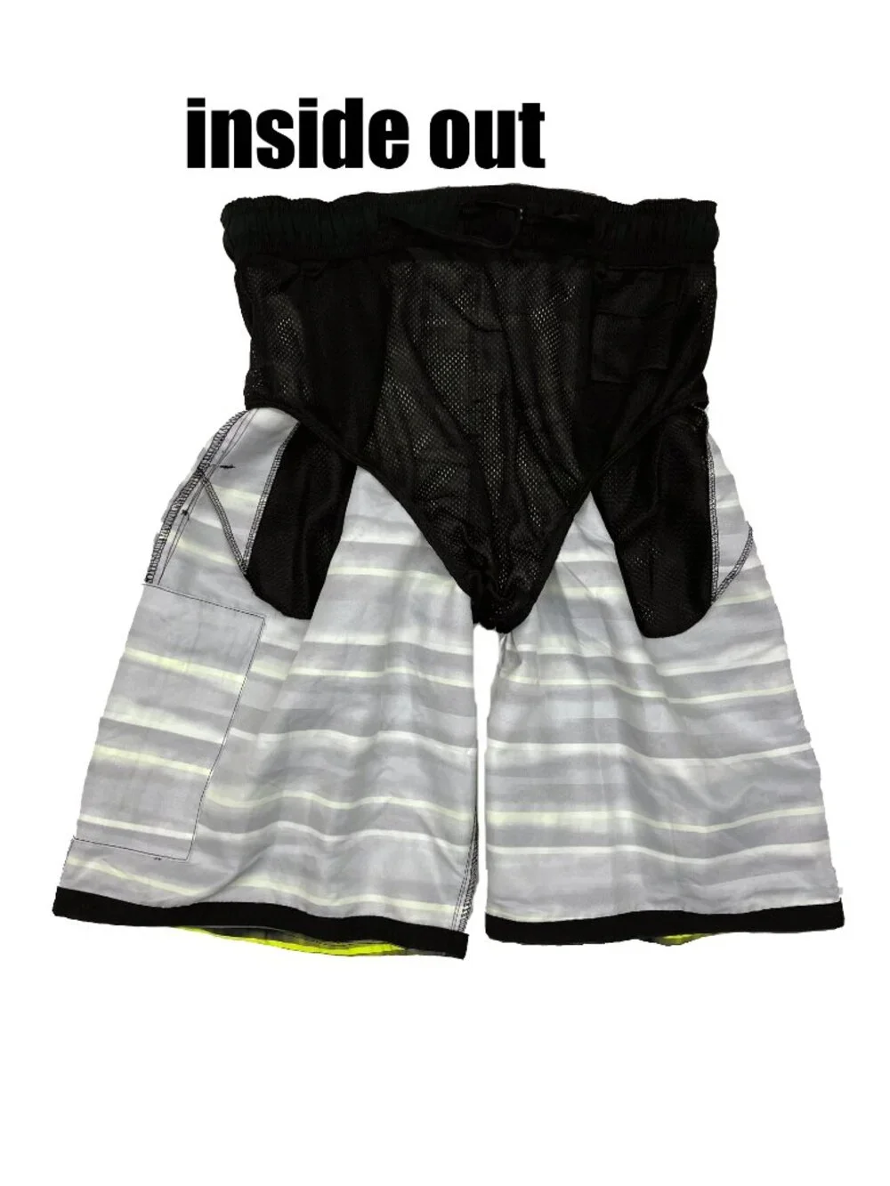Nike NWT Swim Trunks Neon Black Striped Board Lined Shorts Mens S